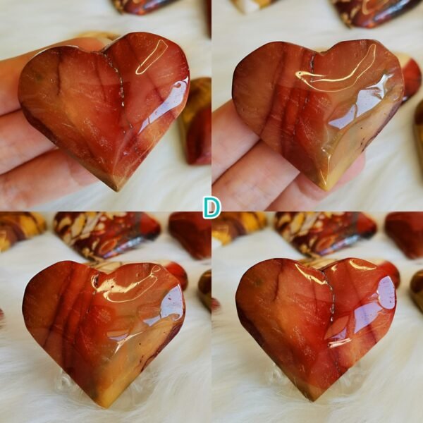 D Corazón/Piedra de Palma de Jaspe Multicolor Natural · Rojo y Amarillo Intenso · Decoración Crystal Home Decor y Colección