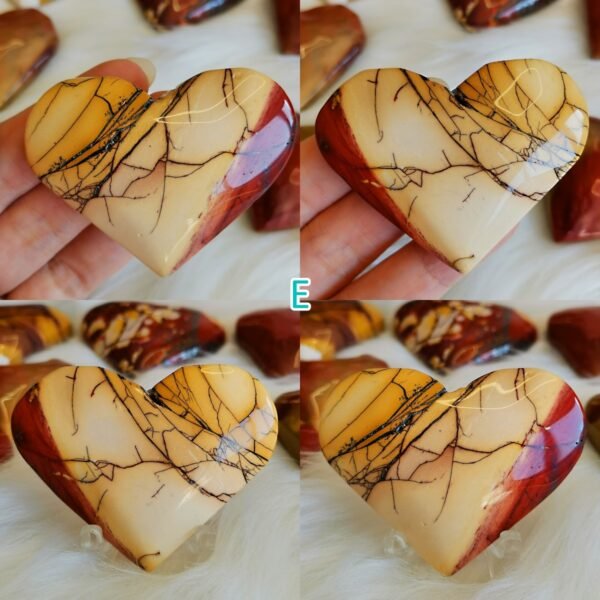 E Corazón/Piedra de Palma de Jaspe Multicolor Natural · Rojo y Amarillo Intenso · Decoración Crystal Home Decor y Colección