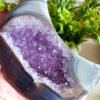 Natural Amethyst Agate Moon · Purple Agate Tower · Decorative Piece with Gold Stand · Collectible and Meditation Crystal