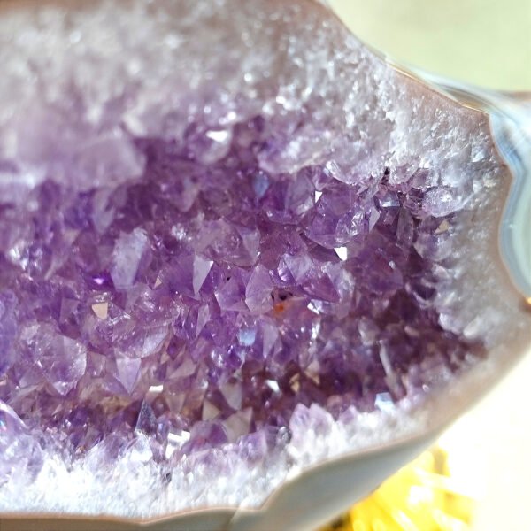 Natural Amethyst Agate Moon · Purple Agate Tower · Decorative Piece with Gold Stand · Collectible and Meditation Crystal