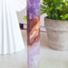 Natural Amethyst Agate Moon · Purple Agate Tower · Decorative Piece with Gold Stand · Collectible and Meditation Crystal