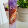 Natural Amethyst Agate Moon · Purple Agate Tower · Decorative Piece with Gold Stand · Collectible and Meditation Crystal