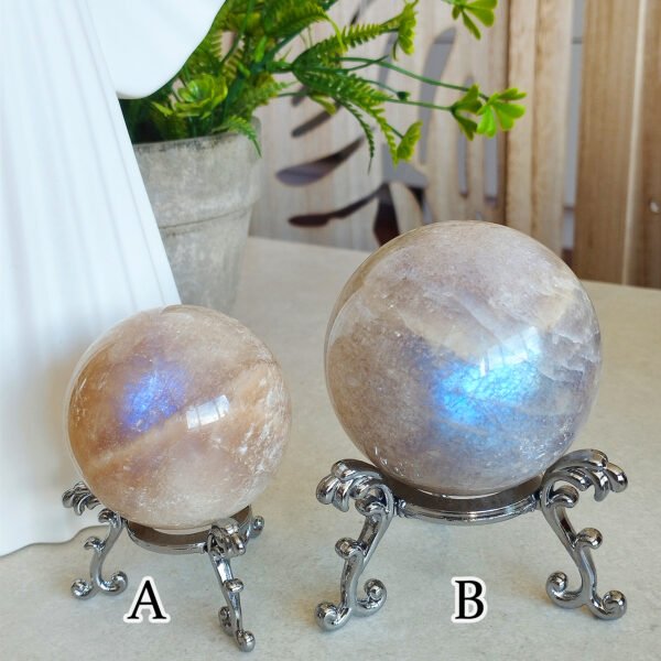 Natural Moonstone · Sphere and Heart · Collectible Crystal and Spiritual Decoration