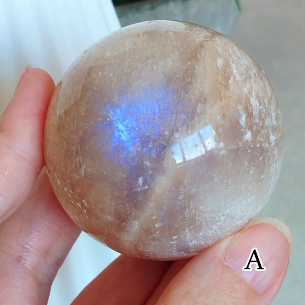 Natural Moonstone · Sphere and Heart · Collectible Crystal and Spiritual Decoration