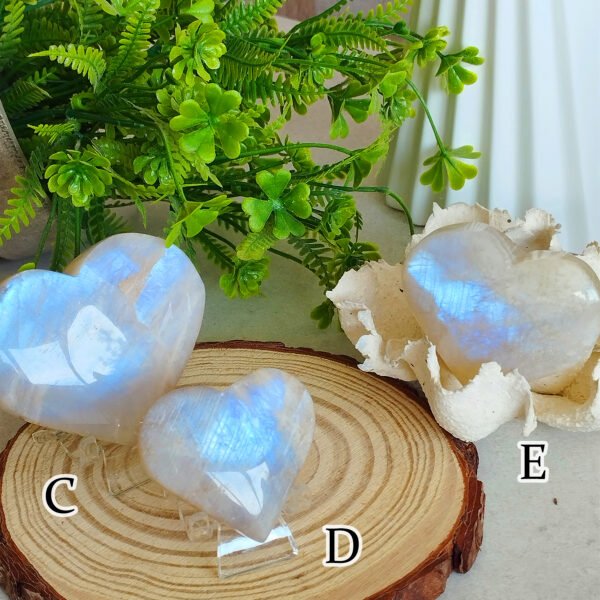 Natural Moonstone · Sphere and Heart · Collectible Crystal and Spiritual Decoration