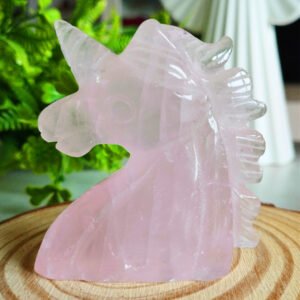 IMG_20260130_095457 Natural Rose Quartz Unicorn Figurine · Hand-Carved and Polished · Collectible Crystal and Spiritual Decoration