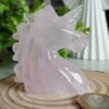Natural Rose Quartz Unicorn Figurine · Hand-Carved and Polished · Collectible Crystal and Spiritual Decoration