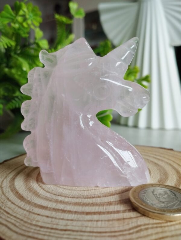 Natural Rose Quartz Unicorn Figurine · Hand-Carved and Polished · Collectible Crystal and Spiritual Decoration