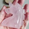 Natural Rose Quartz Unicorn Figurine · Hand-Carved and Polished · Collectible Crystal and Spiritual Decoration
