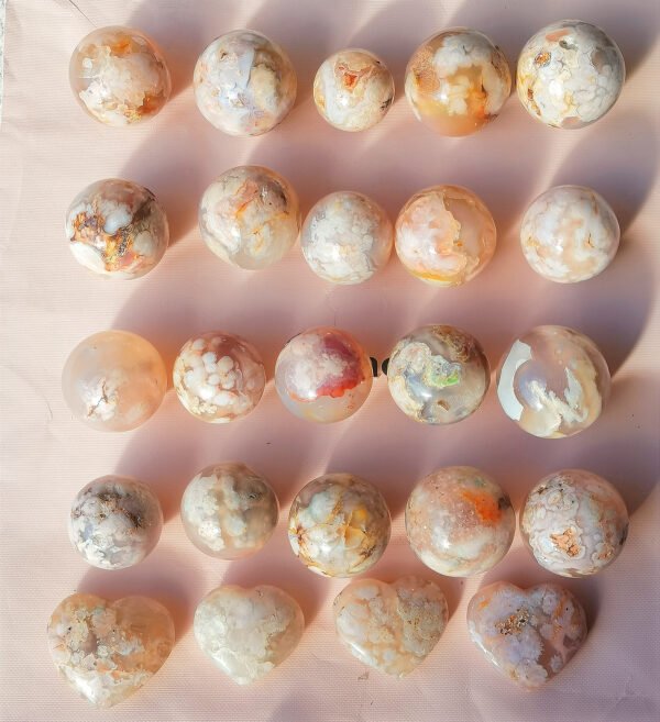 IMG_20260131_162038 Natural Pink Sakura Agate Sphere and Heart · 24 Styles · Decorative Crystal · Display and Collectible Stone