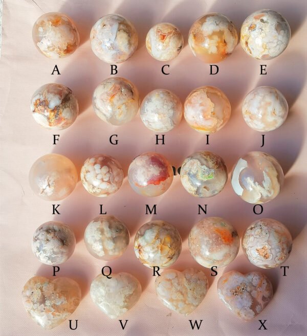 IMG_20260131_162038z Natural Pink Sakura Agate Sphere and Heart · 24 Styles · Decorative Crystal · Display and Collectible Stone