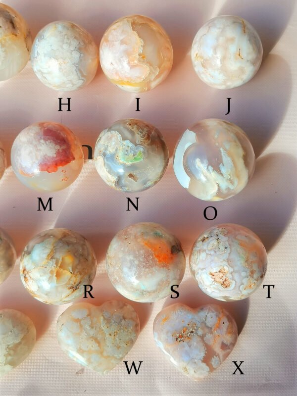 IMG_20260131_162459z Natural Pink Sakura Agate Sphere and Heart · 24 Styles · Decorative Crystal · Display and Collectible Stone