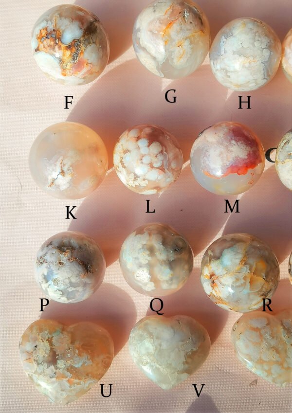 IMG_20260131_162553z Natural Pink Sakura Agate Sphere and Heart · 24 Styles · Decorative Crystal · Display and Collectible Stone