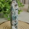 Natural Green Sakura Agate Tower · Polished energy column · Home decoration · Crystal for meditation and collection