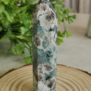 IMG_20260203_202039 Natural Green Sakura Agate Tower · Polished energy column · Home decoration · Crystal for meditation and collection