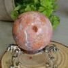 Bola de ágata rosa natural con geoda brillante · Esfera decorativa con base metálica · Crystal home decor y colección