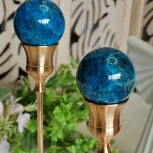 oznorCO Esfera de Apatita Azul Natural con Brillo Intenso · Blue Apatite Sphere · Decoración Hogar Meditación Chakra Garganta Colección