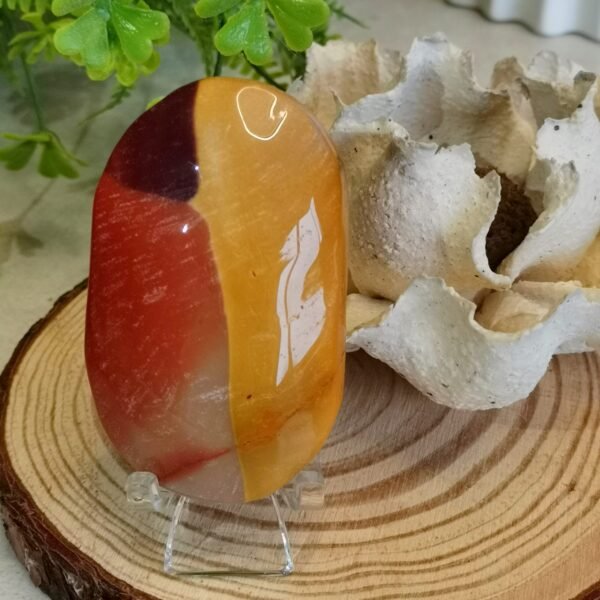 oznorCO Corazón/Piedra de Palma de Jaspe Multicolor Natural · Rojo y Amarillo Intenso · Decoración Crystal Home Decor y Colección