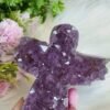 Ángel de ágata con drusa de amatista natural – Decoración espiritual, pieza de colección