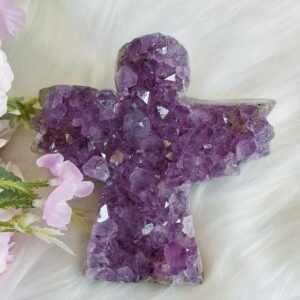 IMG_20260205_110712 Ángel de ágata con drusa de amatista natural – Decoración espiritual, pieza de colección