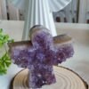 Ángel de ágata con drusa de amatista natural – Decoración espiritual, pieza de colección