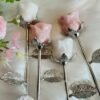 Natural Pink Opal rose with silver stem – Decorative flower made of natural stone – Special gift and collector's item