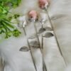 Natural Pink Opal rose with silver stem – Decorative flower made of natural stone – Special gift and collector's item