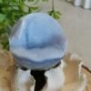 Blue Agate Sphere with Druse and Pyrite – Natural Blue Lace Agate, Decorative Crystal Ball, Collectible Piece