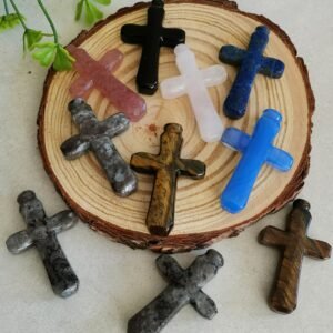 oznorCO Figura de cruz - Piedra de fuego - piedra Ojo de Tigre