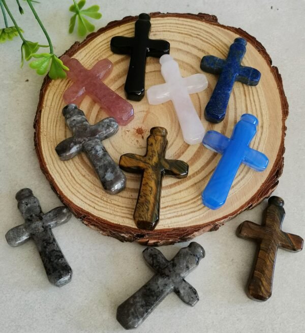 Figura de cruz - Piedra de fuego - piedra Ojo de Tigre