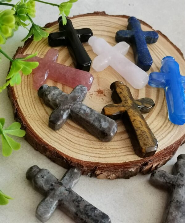 Figura de cruz - Piedra de fuego - piedra Ojo de Tigre