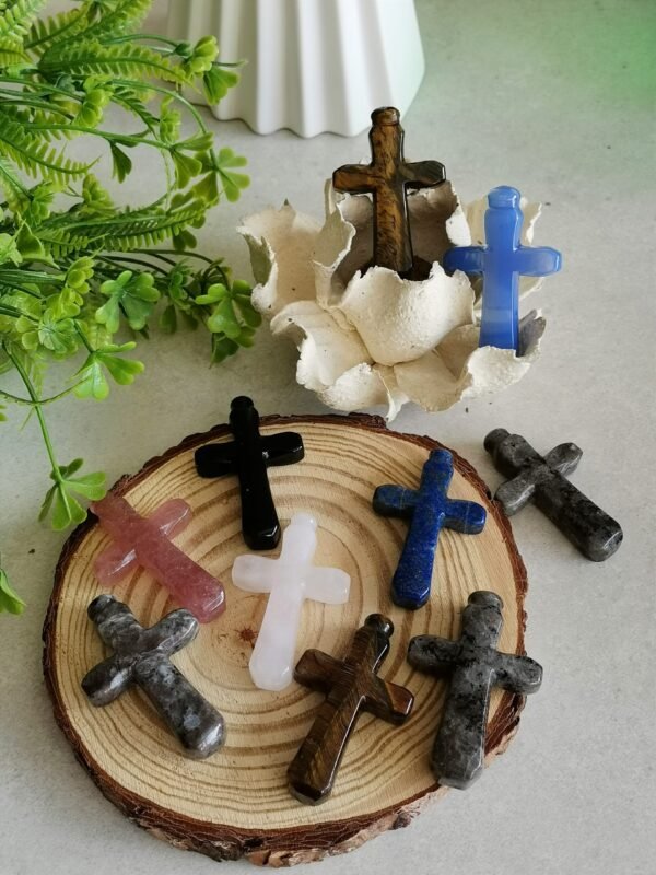 Figura de cruz - Piedra de fuego - piedra Ojo de Tigre