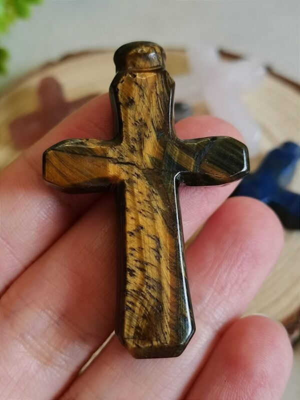 Figura de cruz - Piedra de fuego - piedra Ojo de Tigre