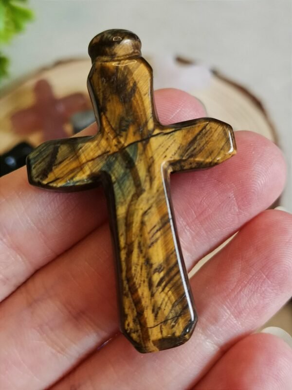 Figura de cruz - Piedra de fuego - piedra Ojo de Tigre