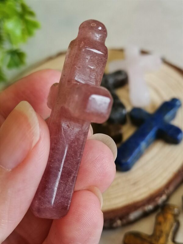 Figura de cruz - Piedra de fuego - piedra Ojo de Tigre