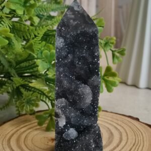 oznorCO Obelisco de ágata negra natural torre