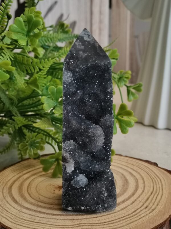 oznorCO Obelisco de ágata negra natural torre