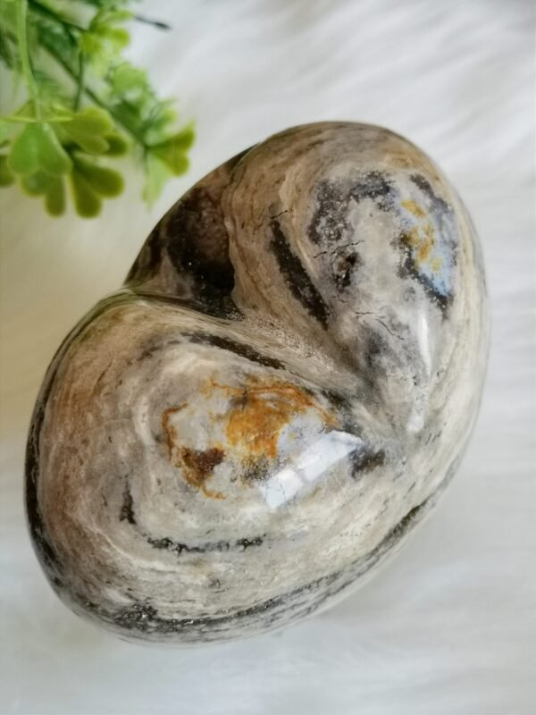 Natural Ocean Jasper Heart · Distinctive Zebra Pattern · Decorative Piece with Geode · Collectible Crystal