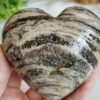 Natural Ocean Jasper Heart · Distinctive Zebra Pattern · Decorative Piece with Geode · Collectible Crystal