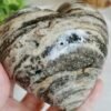 Natural Ocean Jasper Heart · Distinctive Zebra Pattern · Decorative Piece with Geode · Collectible Crystal