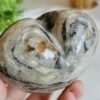 Natural Ocean Jasper Heart · Distinctive Zebra Pattern · Decorative Piece with Geode · Collectible Crystal