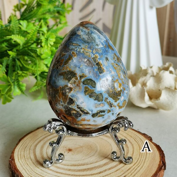mmexport1769616552505 Natural Ocean Jasper Egg · Defined Pattern with Cavities · Decorative and Collectible Piece