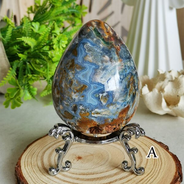 mmexport1769616555994 Natural Ocean Jasper Egg · Defined Pattern with Cavities · Decorative and Collectible Piece