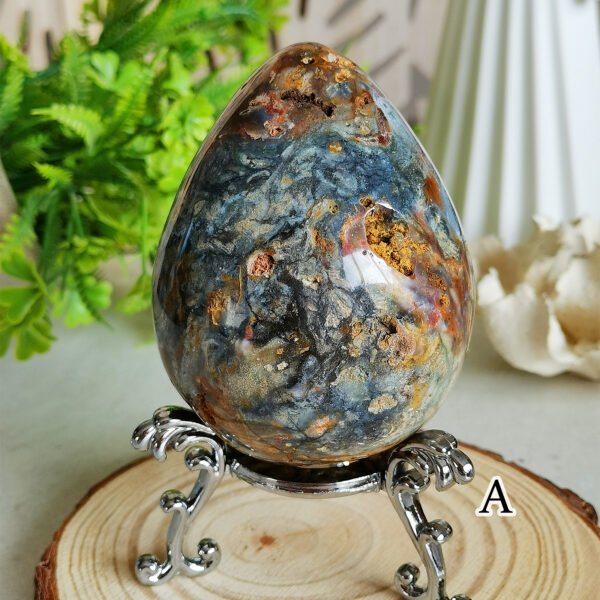 mmexport1769616559933 Natural Ocean Jasper Egg · Defined Pattern with Cavities · Decorative and Collectible Piece