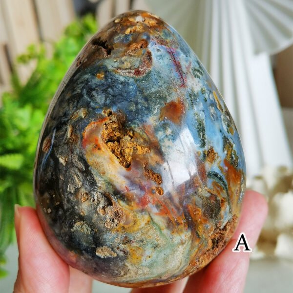 mmexport1769616575573 Natural Ocean Jasper Egg · Defined Pattern with Cavities · Decorative and Collectible Piece