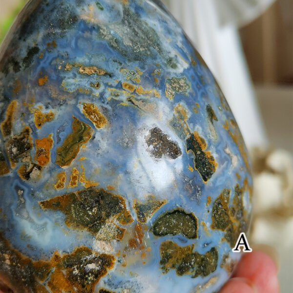mmexport1769616578779 Natural Ocean Jasper Egg · Defined Pattern with Cavities · Decorative and Collectible Piece