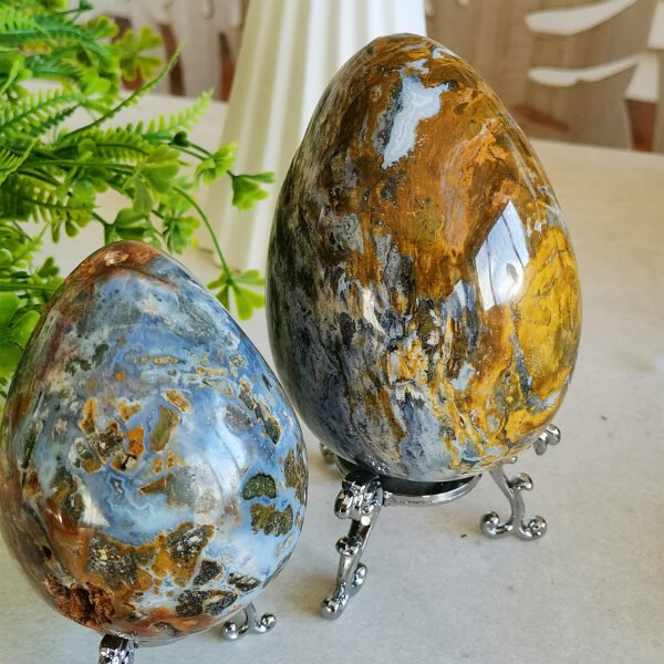 mmexport1769616594086 Natural Ocean Jasper Egg · Defined Pattern with Cavities · Decorative and Collectible Piece