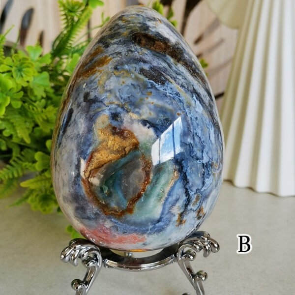 mmexport1769616613177 Natural Ocean Jasper Egg · Defined Pattern with Cavities · Decorative and Collectible Piece
