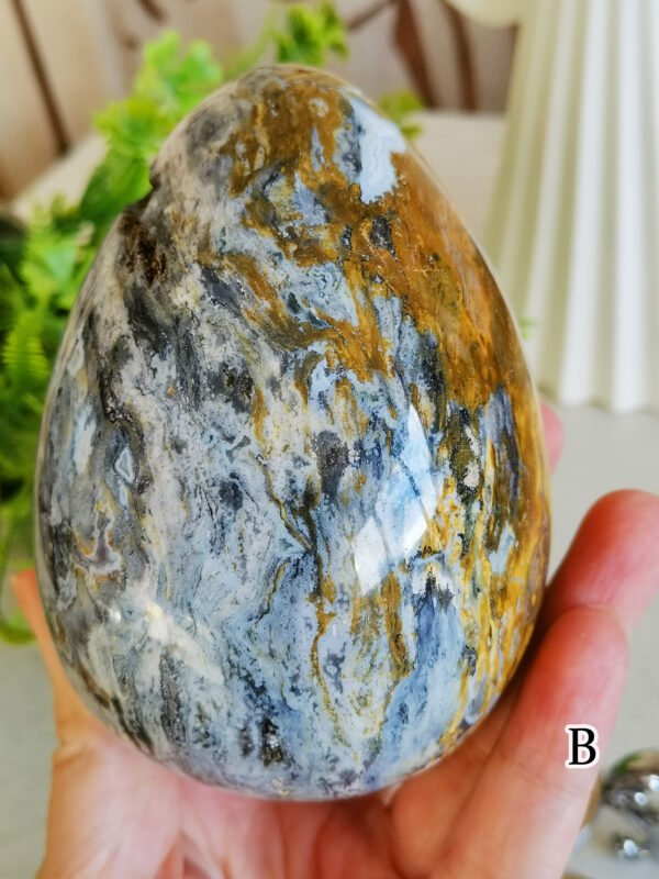 mmexport1769616632637 Natural Ocean Jasper Egg · Defined Pattern with Cavities · Decorative and Collectible Piece