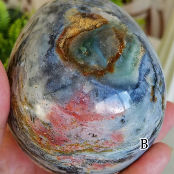 mmexport1769616638125 Natural Ocean Jasper Egg · Defined Pattern with Cavities · Decorative and Collectible Piece